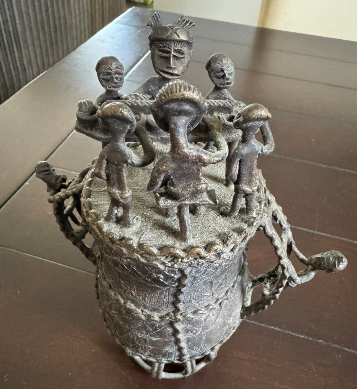 Afrikaans Bronzen Ritueel Object Handgemaakt, Ritueel object, Bruin, Handgemaakt, Brons