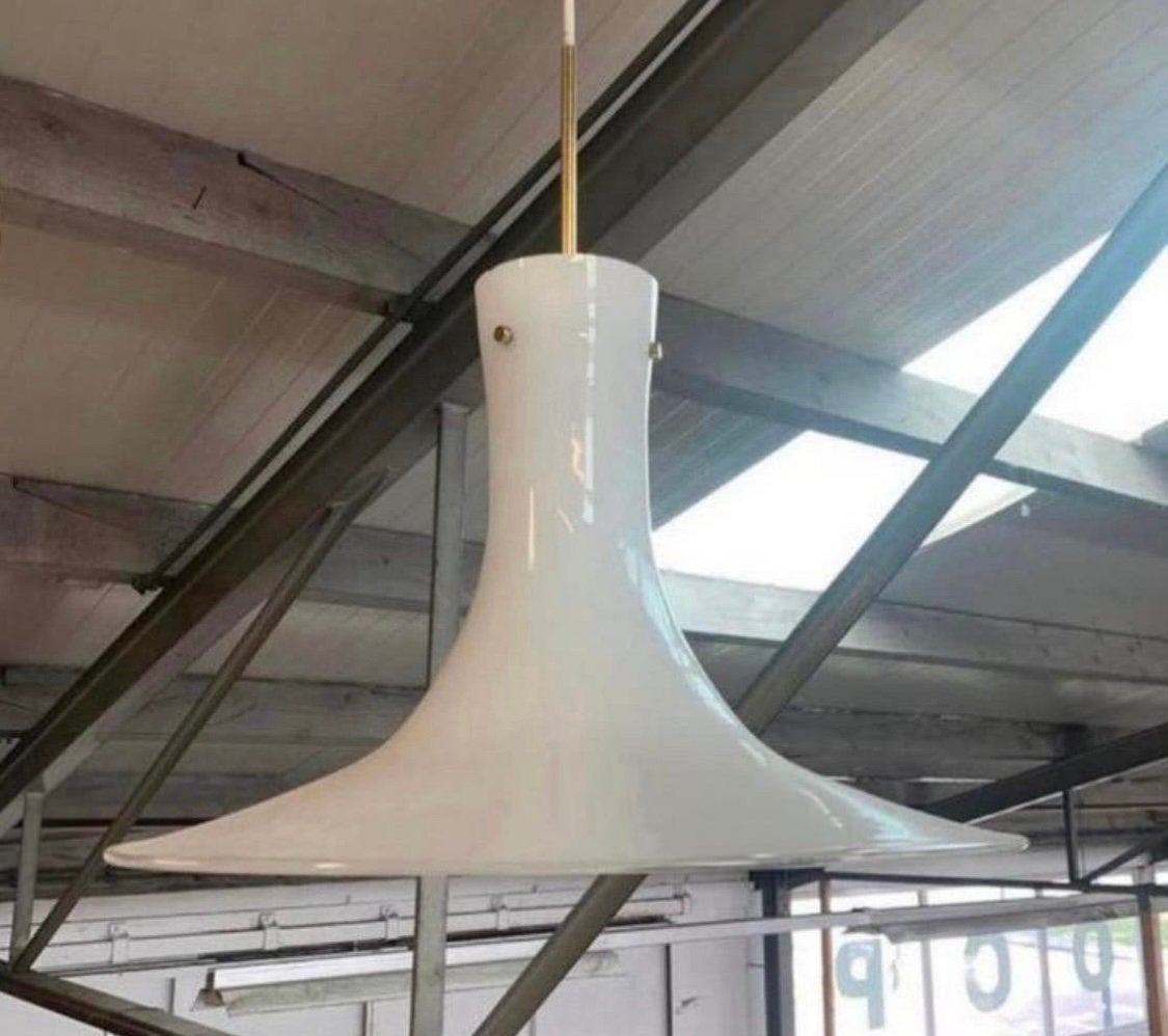 Lamp vintage glazen hanglamp Doria Leuchten jaren 60., Ophalen of Verzenden
