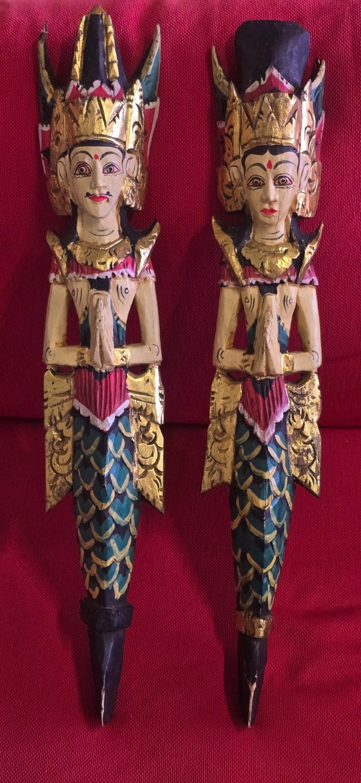 Antieke Balinese Wandpanelen: Rama & Sita (voor 1950), Ophalen of Verzenden