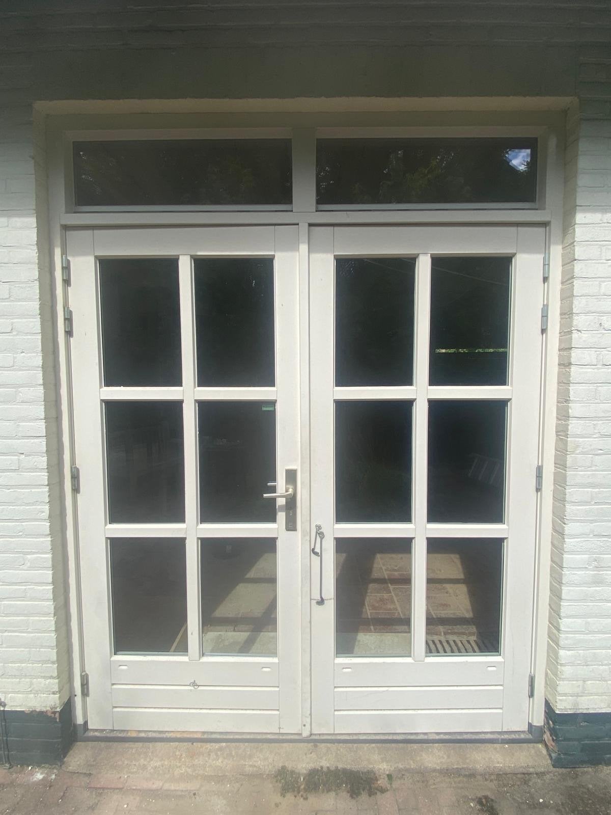 Houten openslaande tuindeuren met kozijn, bovenlicht (2019), Ophalen, Gebruikt, Buitendeur, Hout