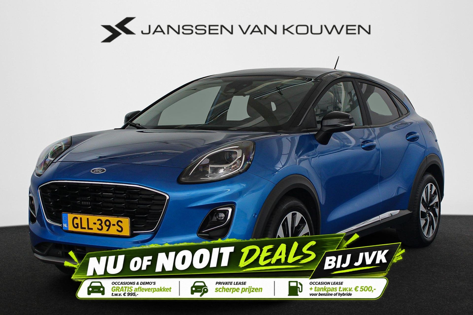 Ford Puma 1.0 EcoBoost Hybrid Titanium Stoel-Stuur-Voorruitv, Voorwielaandrijving, Blauw, Bedrijf, Handgeschakeld