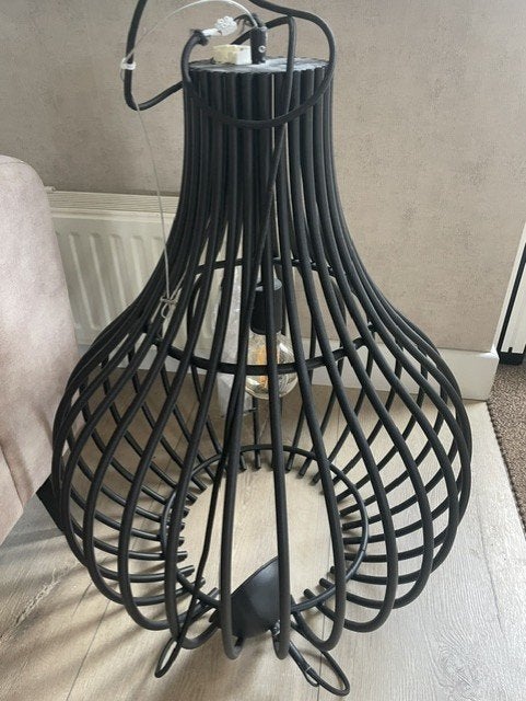 Hanglamp zwart metaal, Ophalen, Zo goed als nieuw, Metaal, 50 tot 75 cm