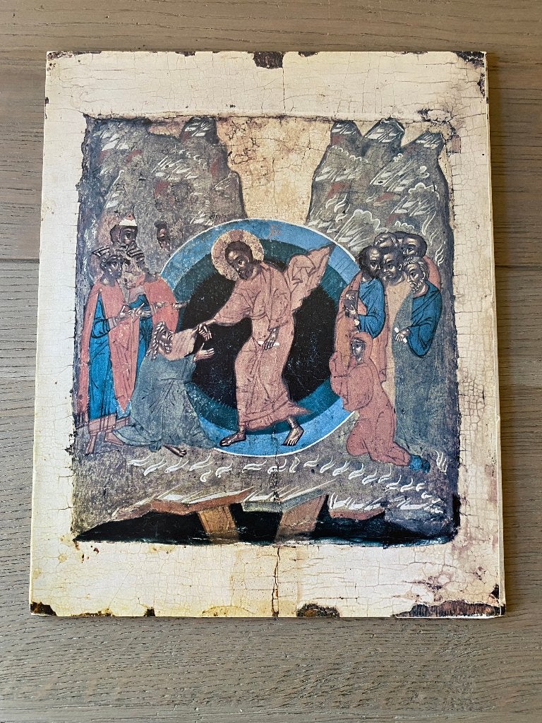 Russische Icoon "Anastasis" – Met documentatie Odigia, Ophalen of Verzenden, Zo goed als nieuw, Kaart of Prent, Overige religies