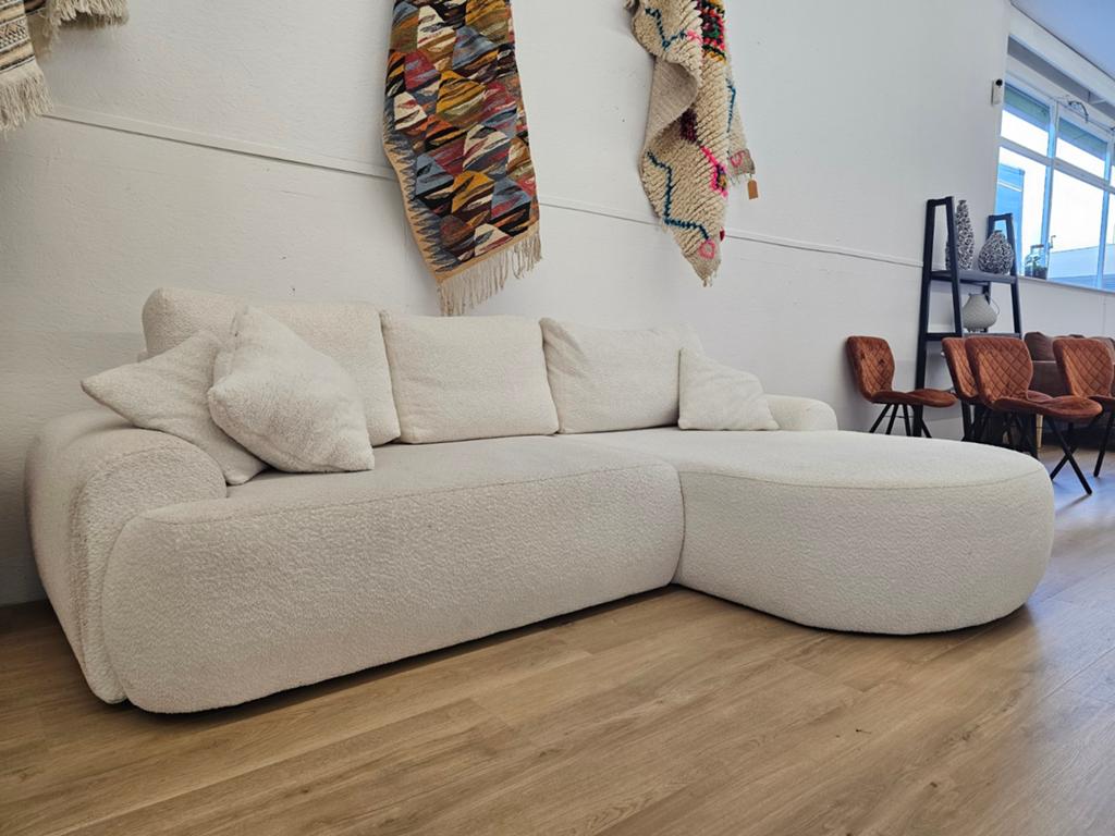 Hoekbank - Teddystof - Z.G.A.N, 125 cm of meer, 125 cm of meer, Zo goed als nieuw, Info@homefriesland.nl
