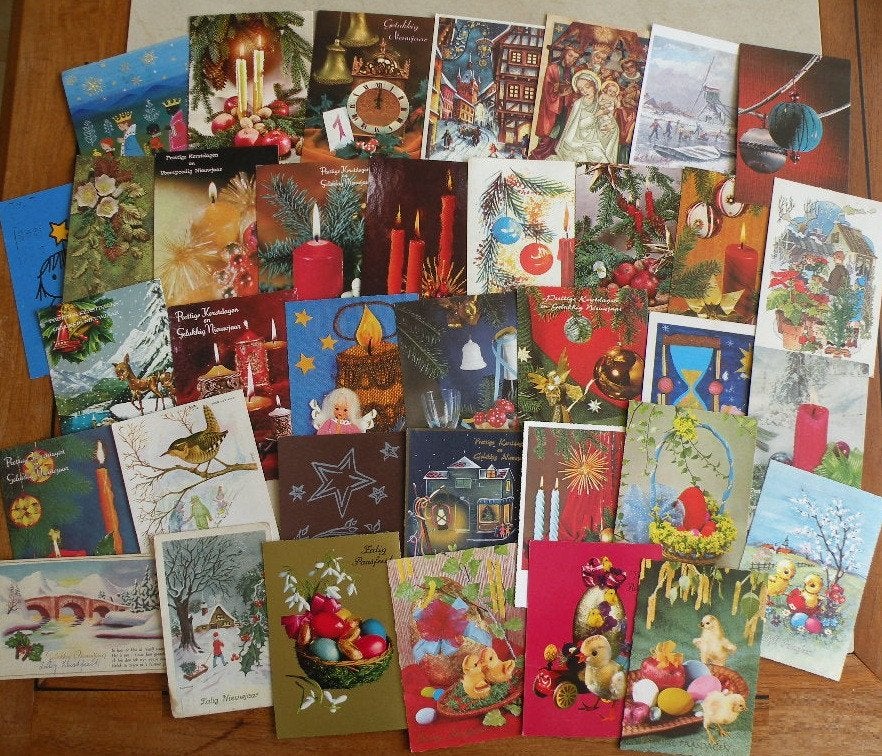 Ansichtkaarten, kerst-nieuwjaar, vintage. 36 Stuks., Ophalen of Verzenden, Feest(dag)