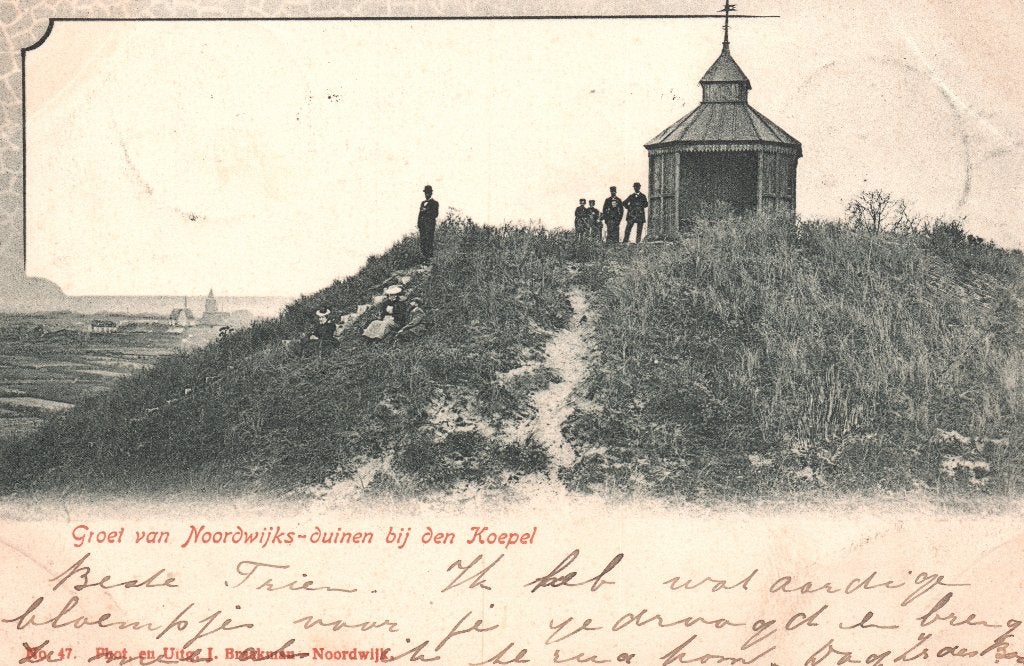 Groet van Noordwijks-duinen bij den Koepel (1903) 128136, Verzamelen, Ansichtkaarten | Nederland, Verzenden, Voor 1920, Gelopen