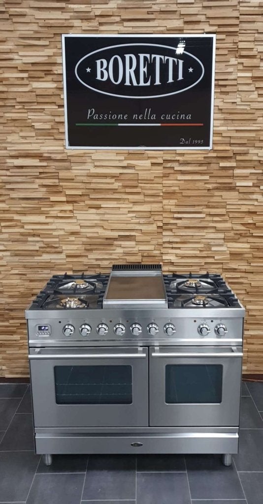 Luxe Boretti Fornuis 100cm RVS 1 oven 1 magnetron Duel Feul, Niet ingevuld, 60 cm of meer, Niet ingevuld, Zo goed als nieuw