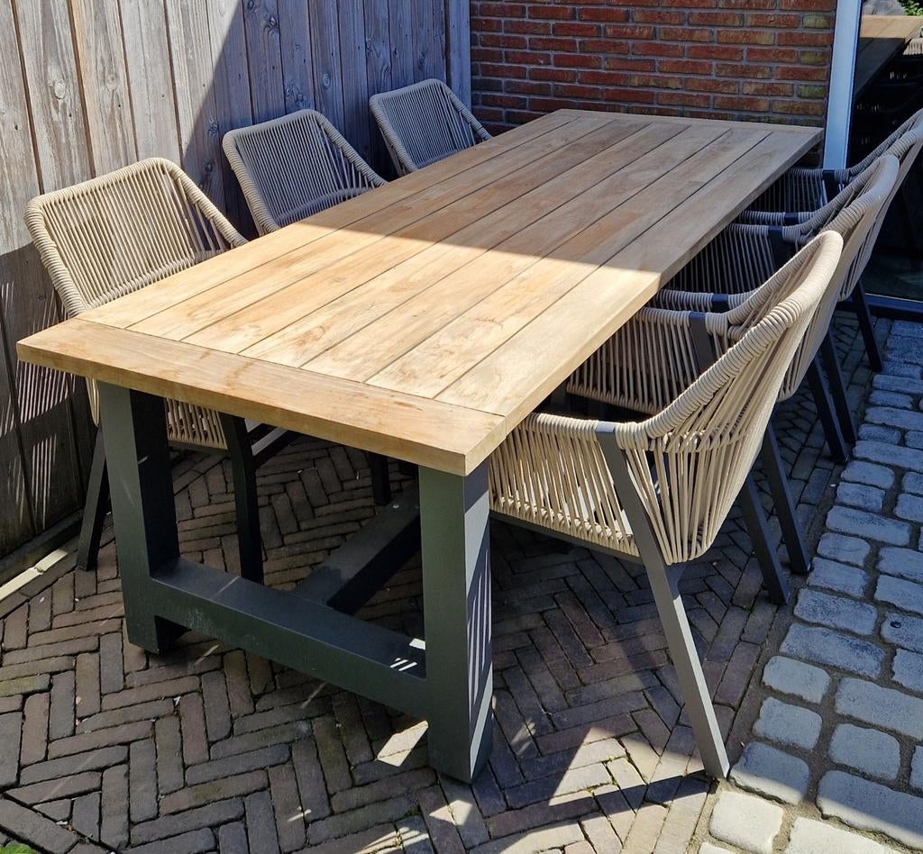 Prachtige tuinset van Life Style, Tuin en Terras, Tuinsets en Loungesets, Ophalen, 6 zitplaatsen, Teakhout, Zo goed als nieuw