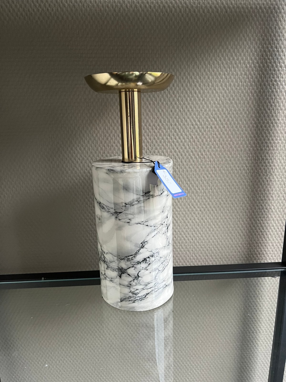 Luxe marmeren kandelaar wit/goud decoratie, Huis en Inrichting, Woonaccessoires | Kandelaars en Kaarsen, Overige materialen, 25 tot 50 cm