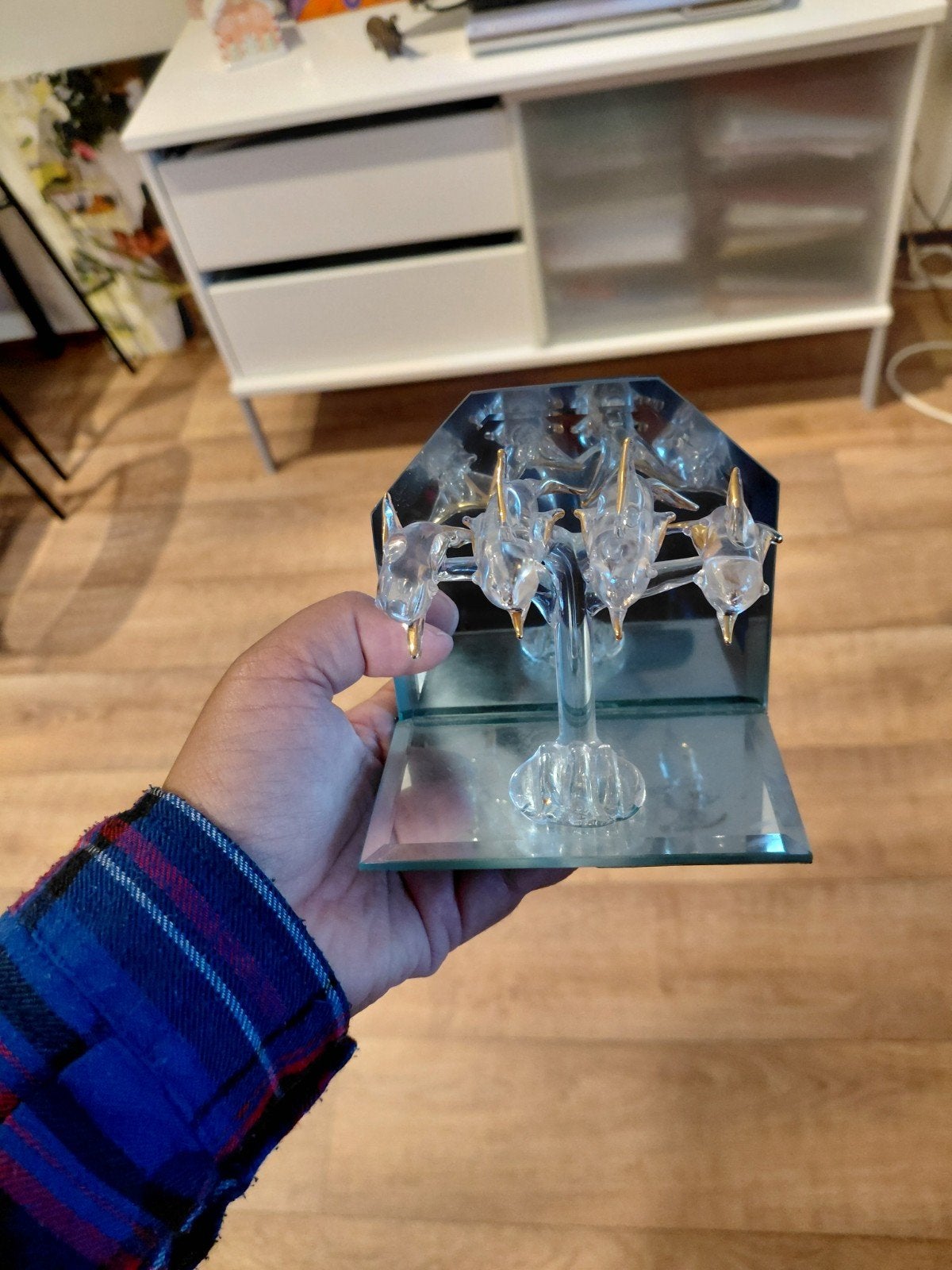 Mooi glazen dolfijn beeldje, Meerkleurig, Ophalen of Verzenden, Zo goed als nieuw, Modern