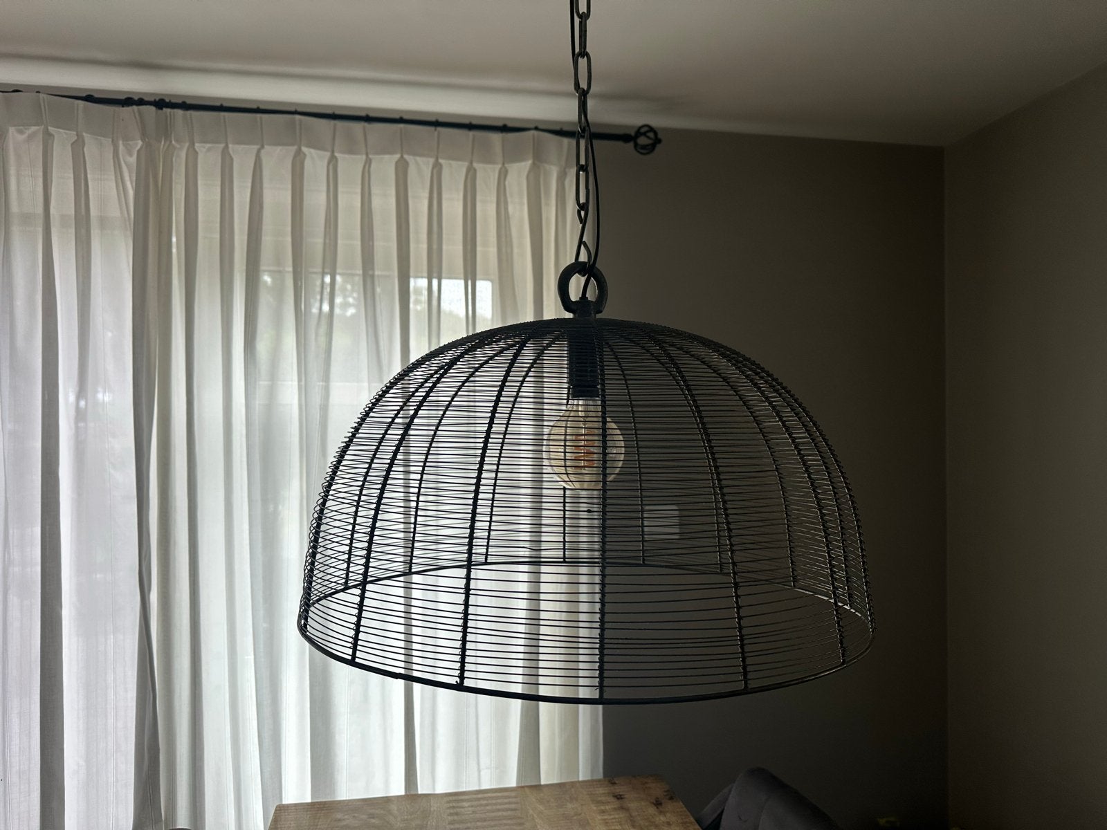 Grote hanglamp, doorsnee 60 cm, voor binnen of veranda, Ophalen of Verzenden, Gebruikt, Metaal, E27 (groot)