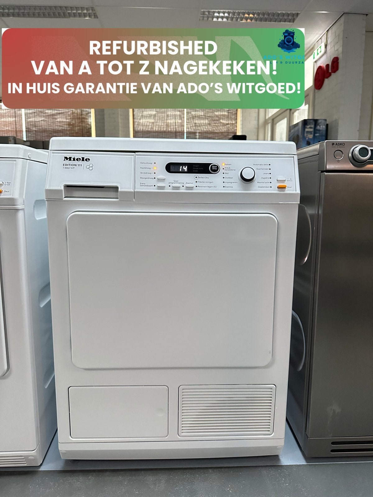MIELE EDITION 111 8KG WARMTEPOMPDROGER PerfectDry, Witgoed en Apparatuur, Anti-kreukfase, MIELE, Info@adoswitgoed.nl, Refurbished