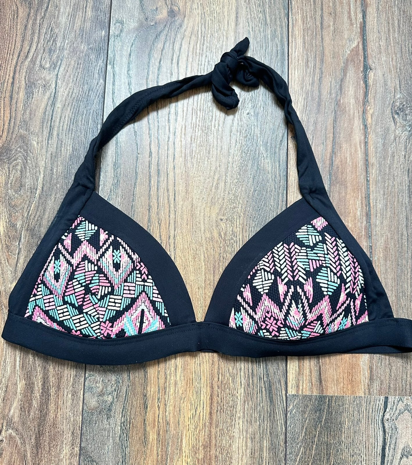 Bikini top, zwart met felle kleurtjes in maat 80C, Ophalen of Verzenden, Zo goed als nieuw, Zwart, Bikini