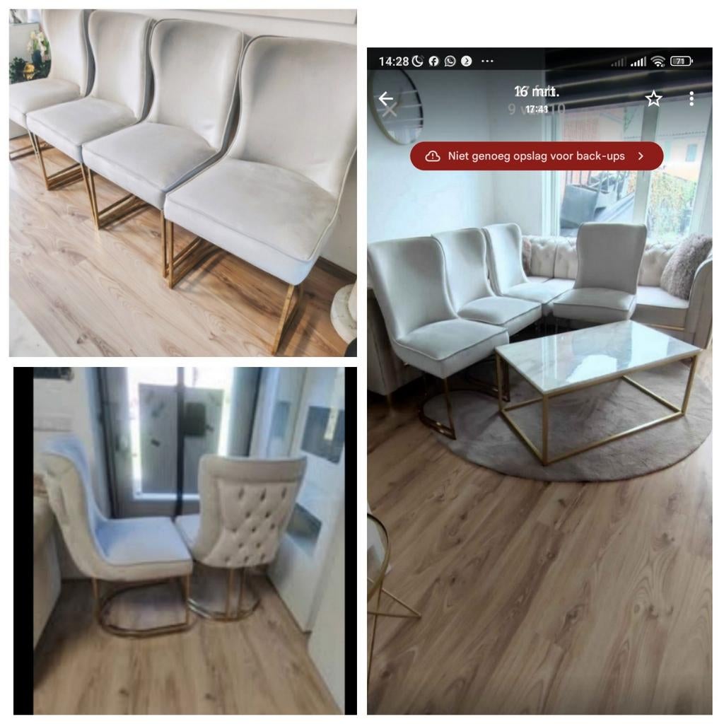 Eric Kuster velvet stoelen beige, Ophalen, Zo goed als nieuw, Overige kleuren, Vijf, Zes of meer stoelen