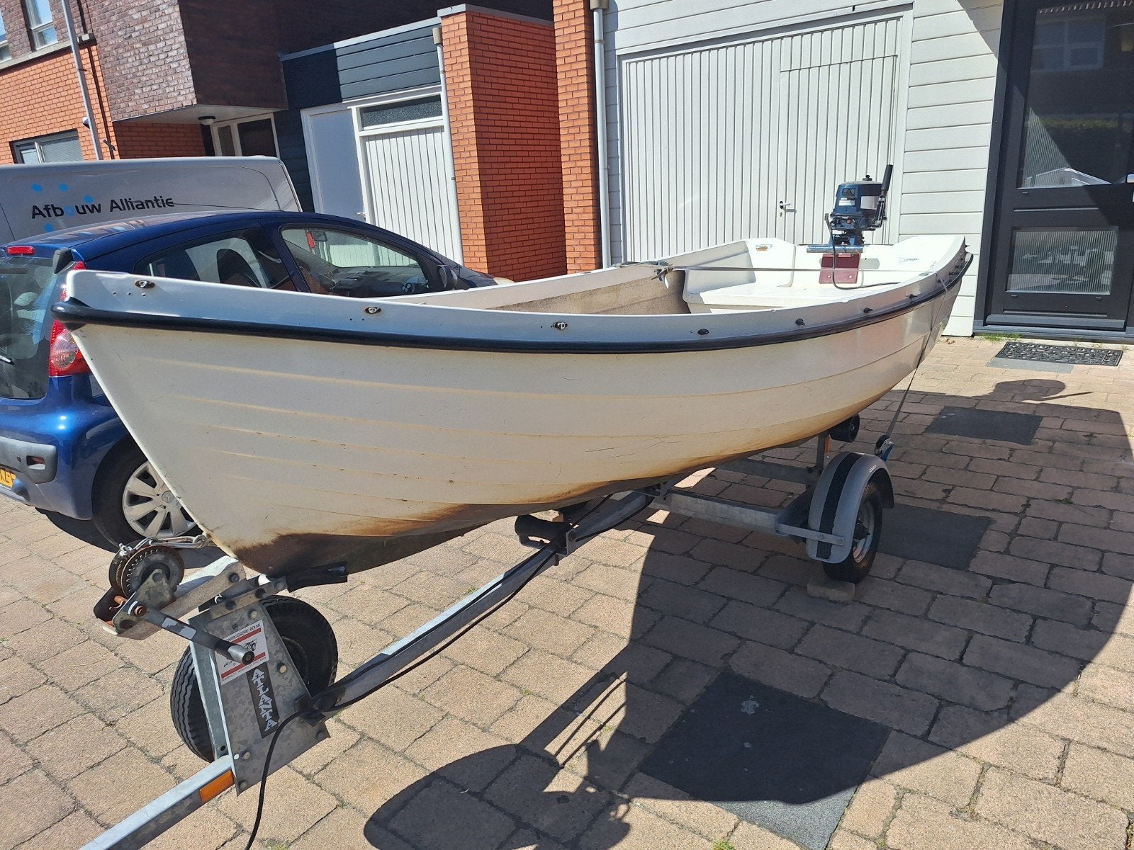 Overnaads bootje met Yamaha 5pk 2t buitenboordmotor, Trailer, Ophalen, Overige merken, Overige typen