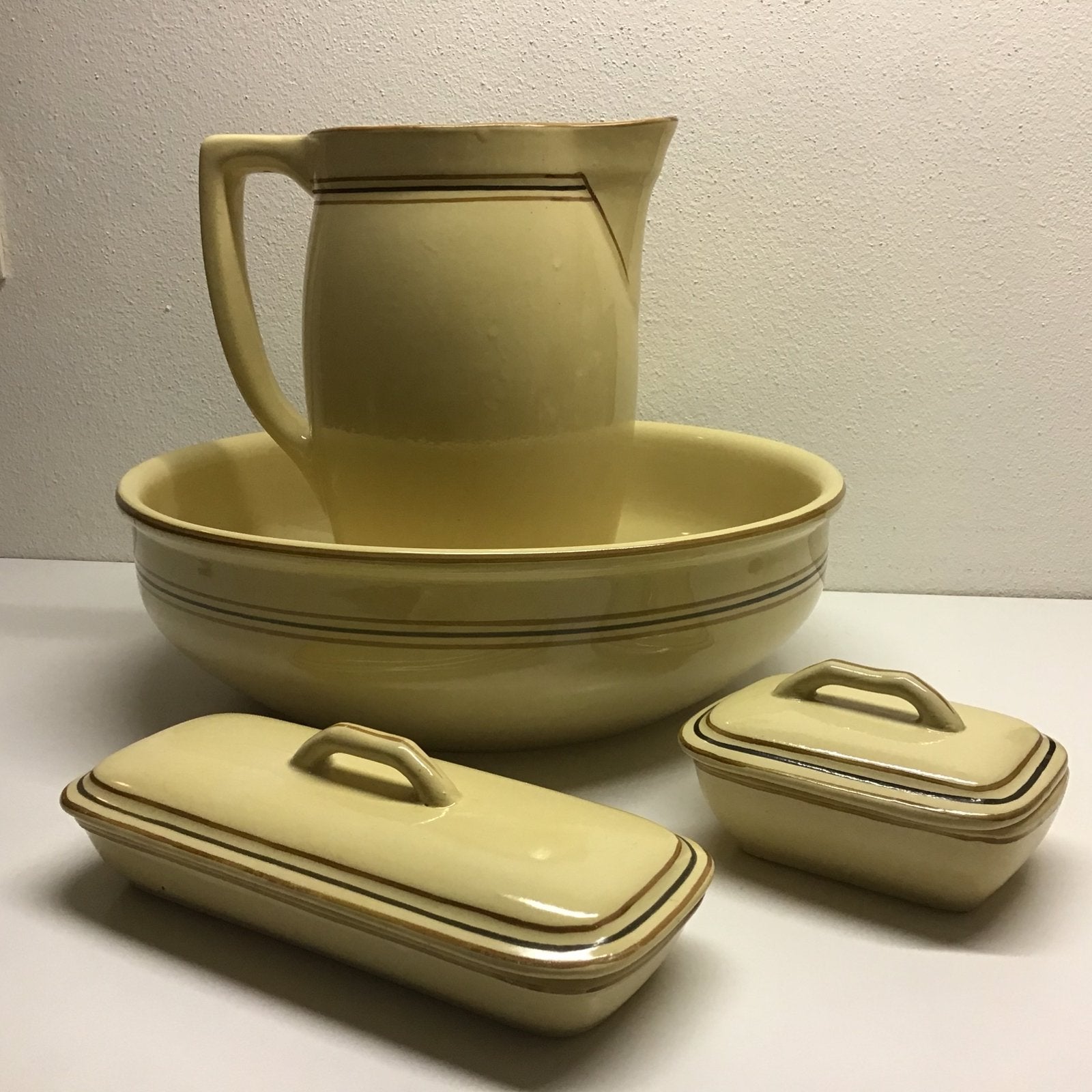 Boch Frères Belgique lampetstel lampetset 4 delig Art Deco, Antiek en Kunst, Ophalen of Verzenden