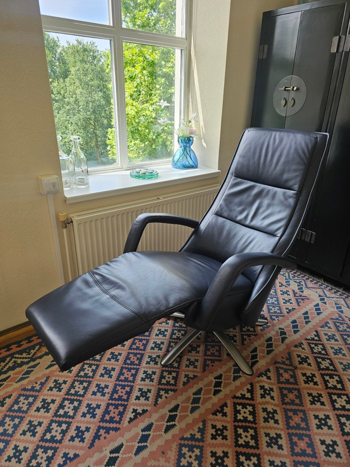 Prachtige lederen relaxfauteuil met accu Twice, Ophalen of Verzenden, Zo goed als nieuw, 50 tot 75 cm, Leer