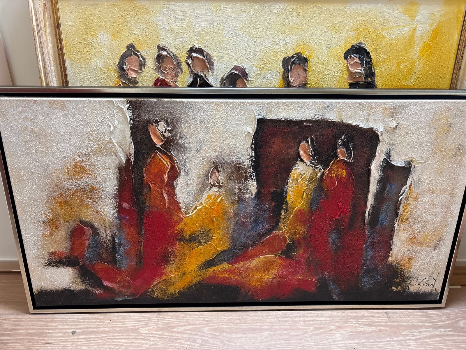 Abstract Schilderij met Figuren -  Jochem de Graaf, Antiek en Kunst, Ophalen