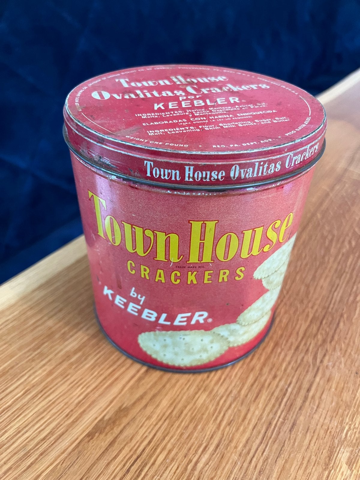 Vintage Keebler Town House Ovalitas Crackers blik, Ophalen of Verzenden, Gebruikt, Koek(jes), Overige merken