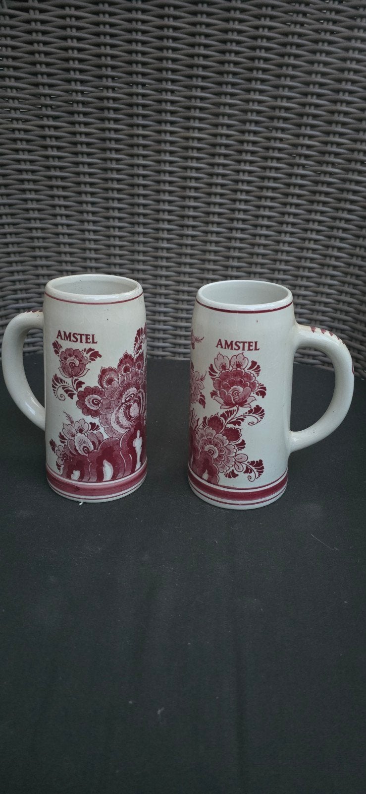 Set van 2 Amstel bierpullen - Handgeschilderd Rood Delft, Ophalen of Verzenden