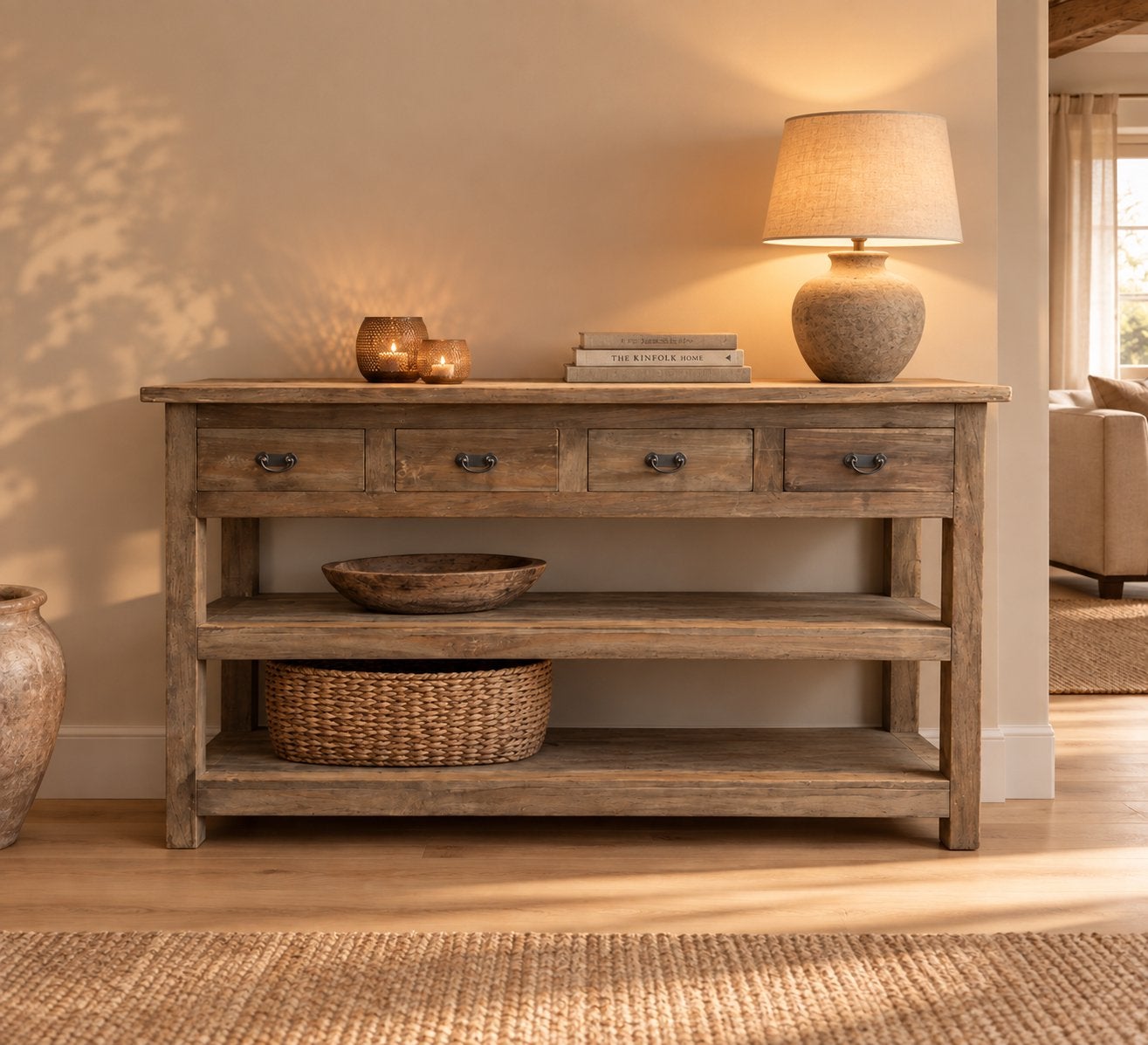 Mooie teakhouten dressoir / sidetable, Ophalen, 100 tot 150 cm, -, -