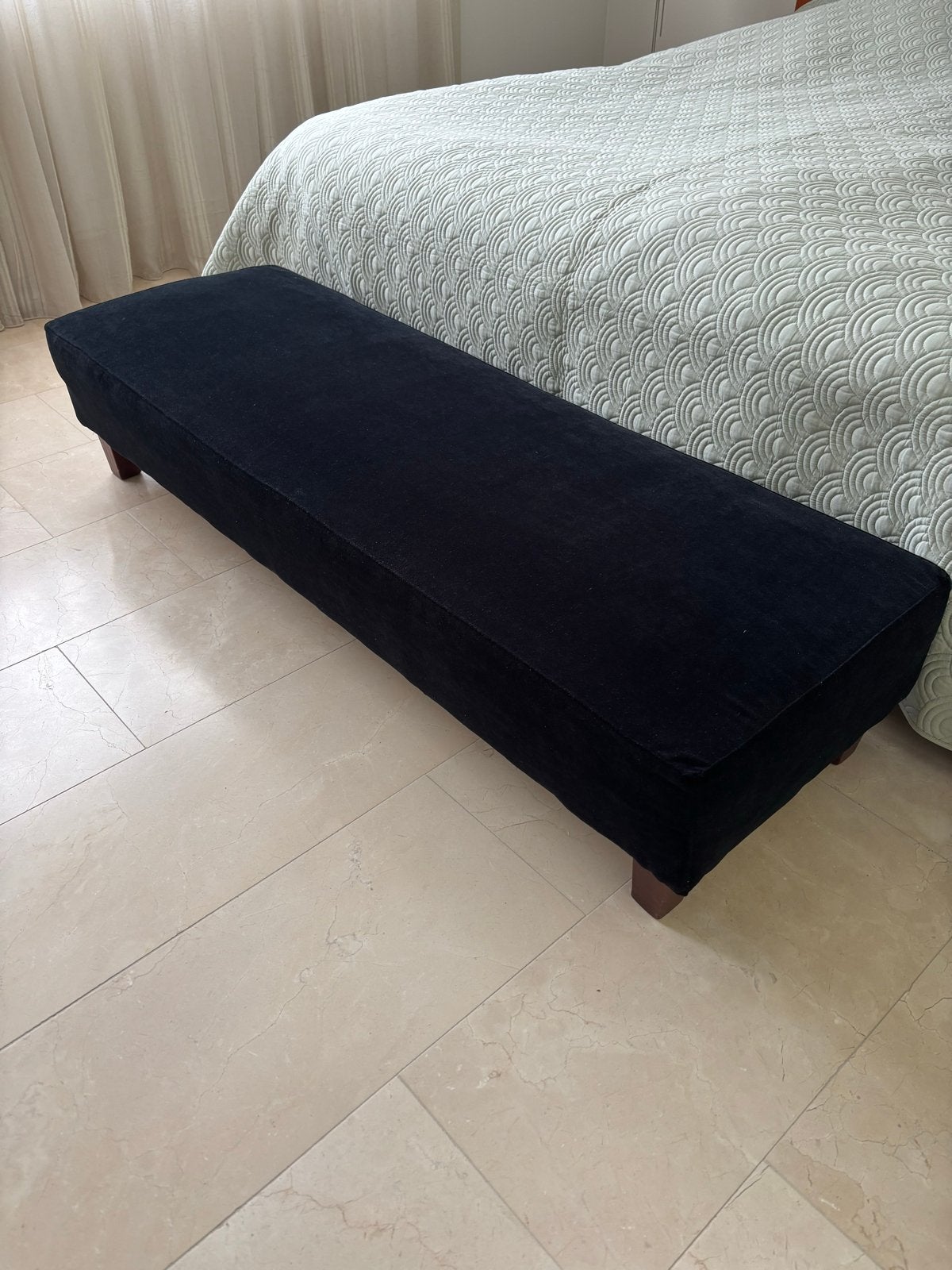 Velours bankje voor voeteneinde bed - 155x52x33 cm, Ophalen, Gebruikt, 125 cm of meer, Stof