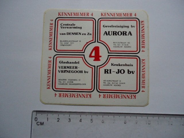 sticker oud Zandvoort Densen Haarlem Aurora Kennemer 4, Verzenden, Zo goed als nieuw, Bedrijf of Vereniging