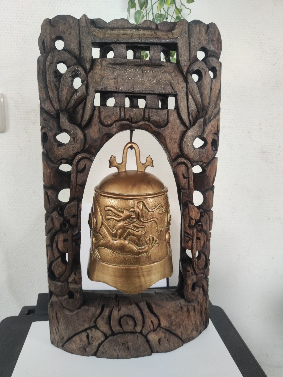 Vintage Aziatische Tempel bel., Antiek en Kunst, Ophalen of Verzenden, Brons