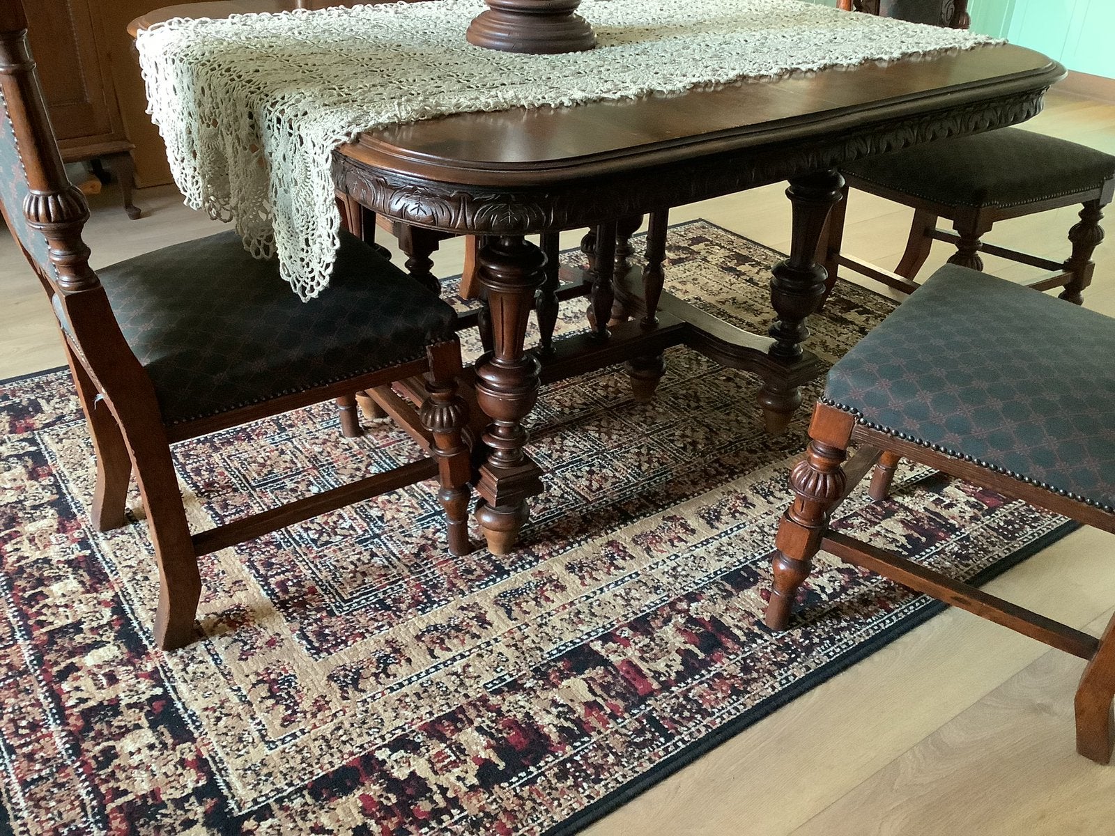 Tafel met 4 stoelen, Gebruikt, Vier personen, Rechthoekig, Overige houtsoorten