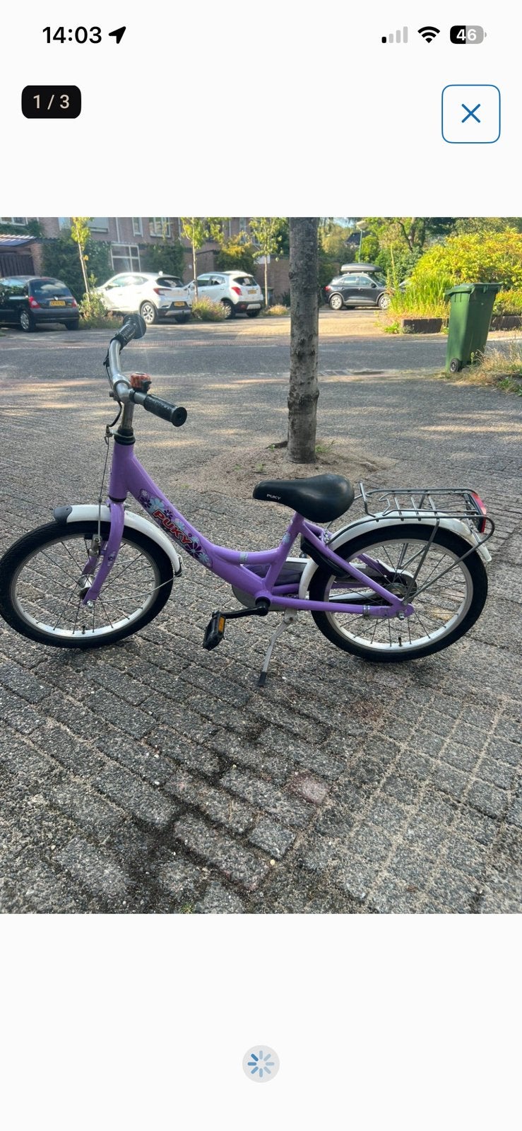Fiets kind lila 16 inch, Ophalen, Gebruikt, 16 tot 20 inch