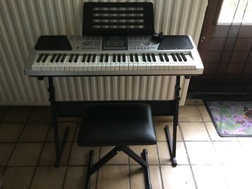 Keyboard op standaard met kruk, RockJam RJ 661, 61 toetsen, Zo goed als nieuw, Met standaard, Ophalen