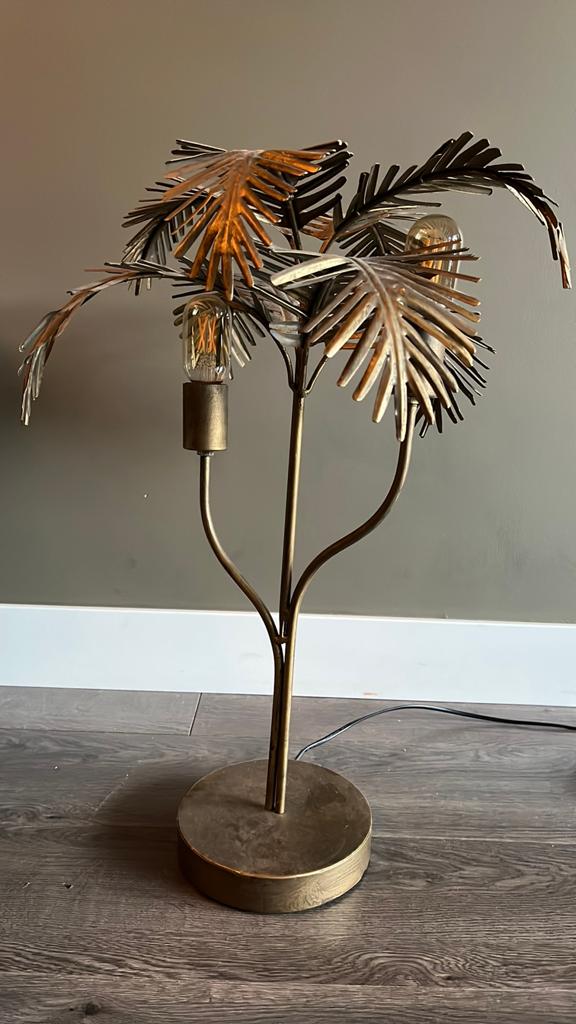 Gouden palmboom lamp - 60cm hoog, Ophalen, Zo goed als nieuw, Metaal, 50 tot 75 cm
