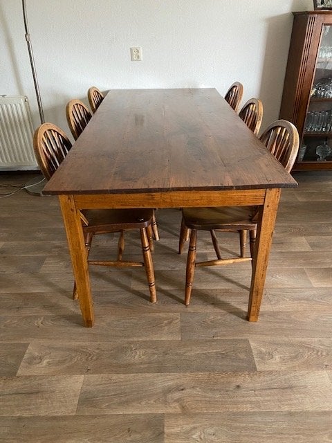 eettafel antiek evt met 6 stoelen Windsor spijlen stoel, Antiek en Kunst, Ophalen