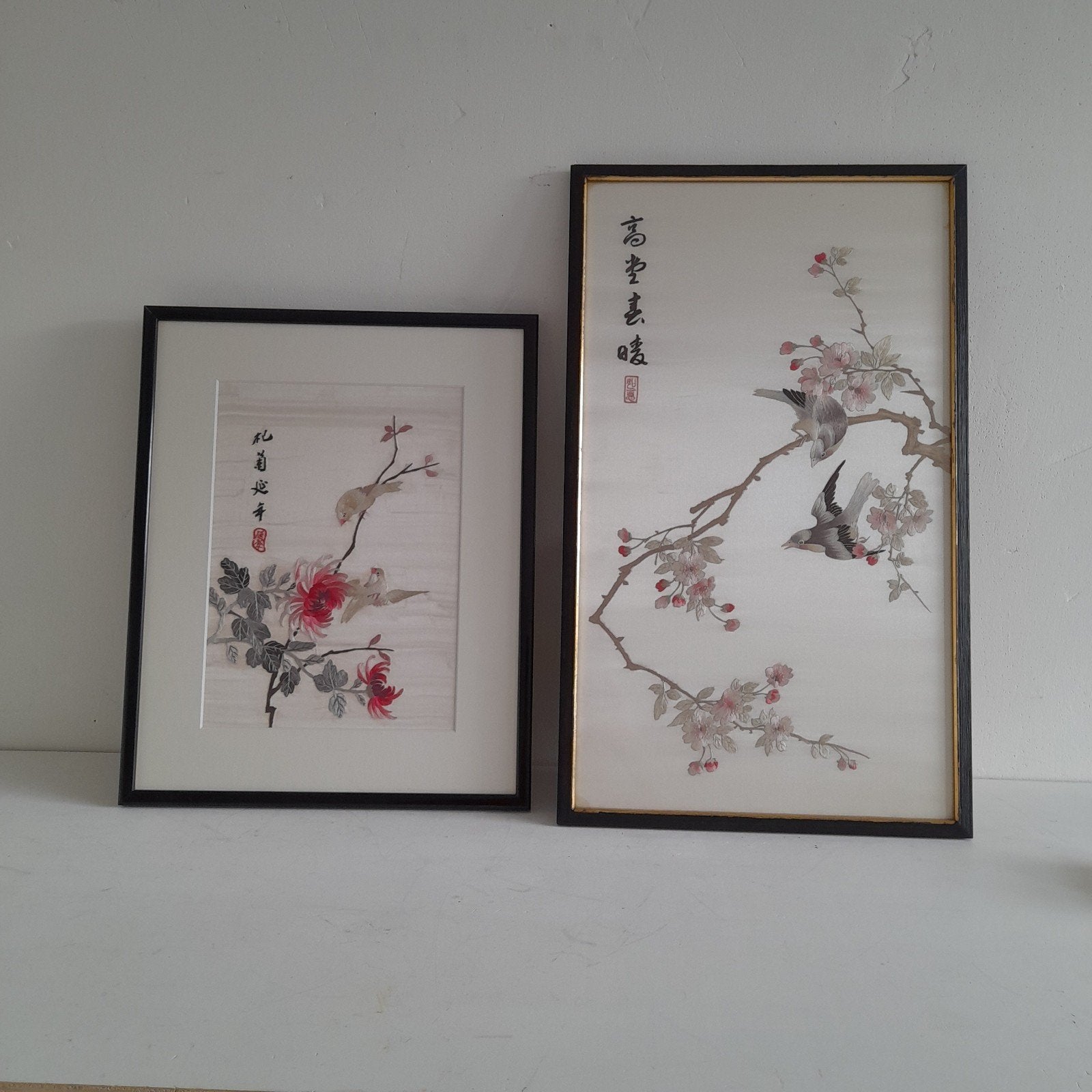 Chinese zijde- borduursel, Huis en Inrichting, Ophalen, Handgemaakt, 36 cm, 60 cm