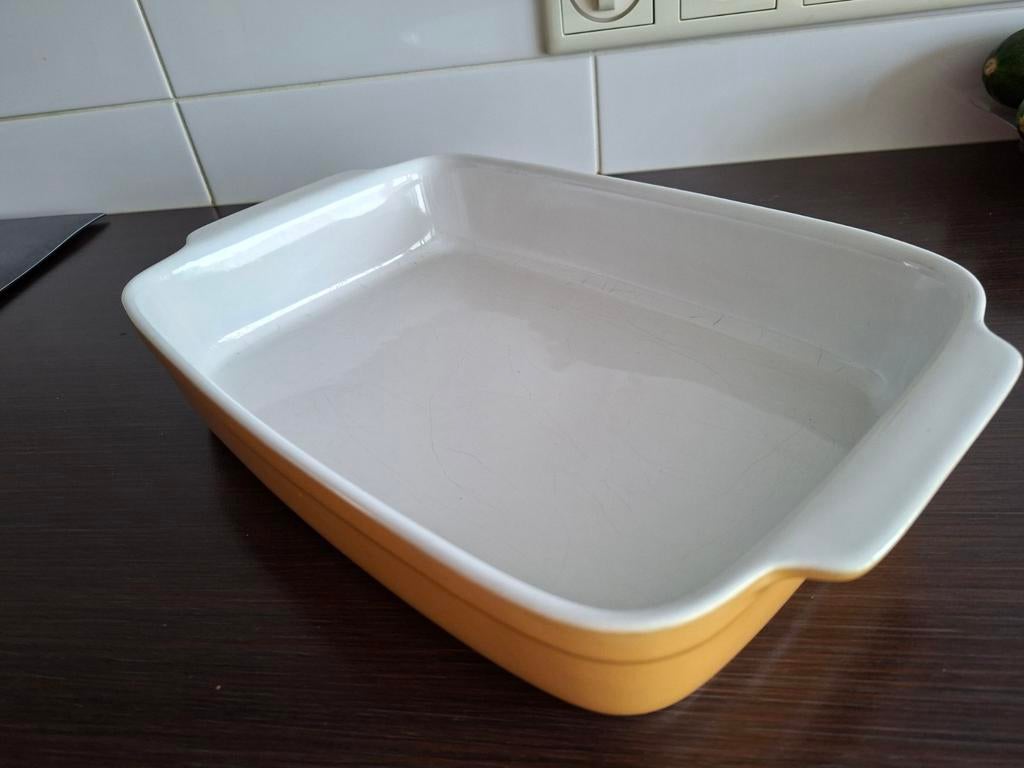 Vintage ovenschaal okergeel, Ophalen of Verzenden