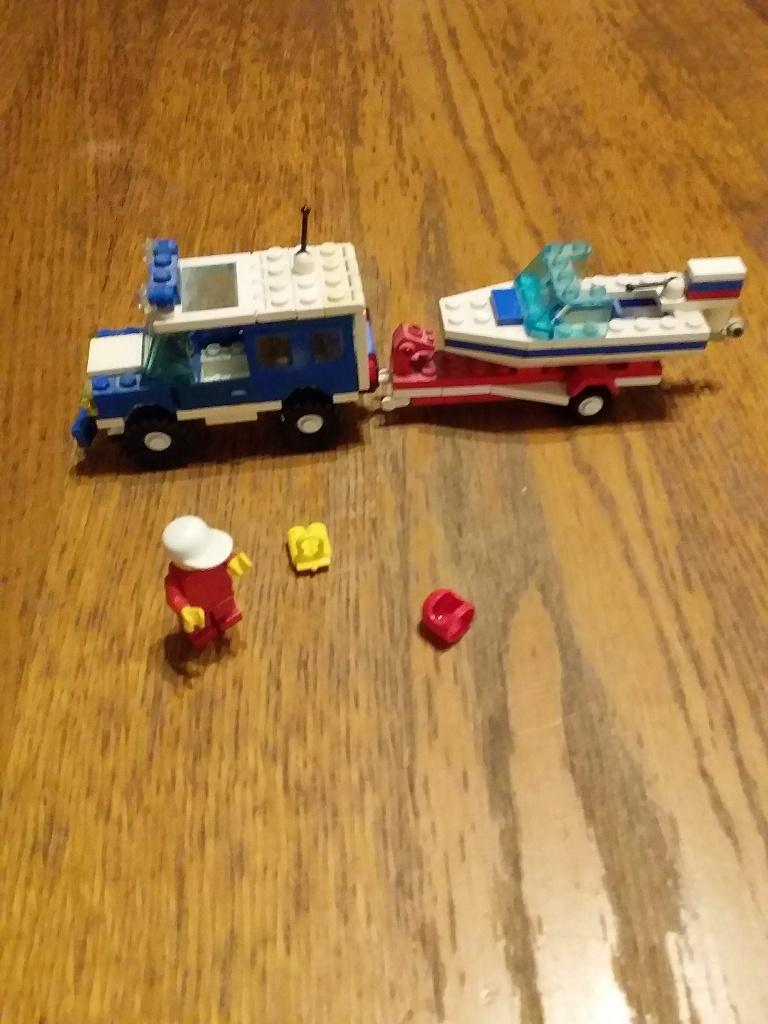 lego nr 6698 jeep met boot, Inclusief minifiguren, Gebruikt, Lego, Ophalen of Verzenden
