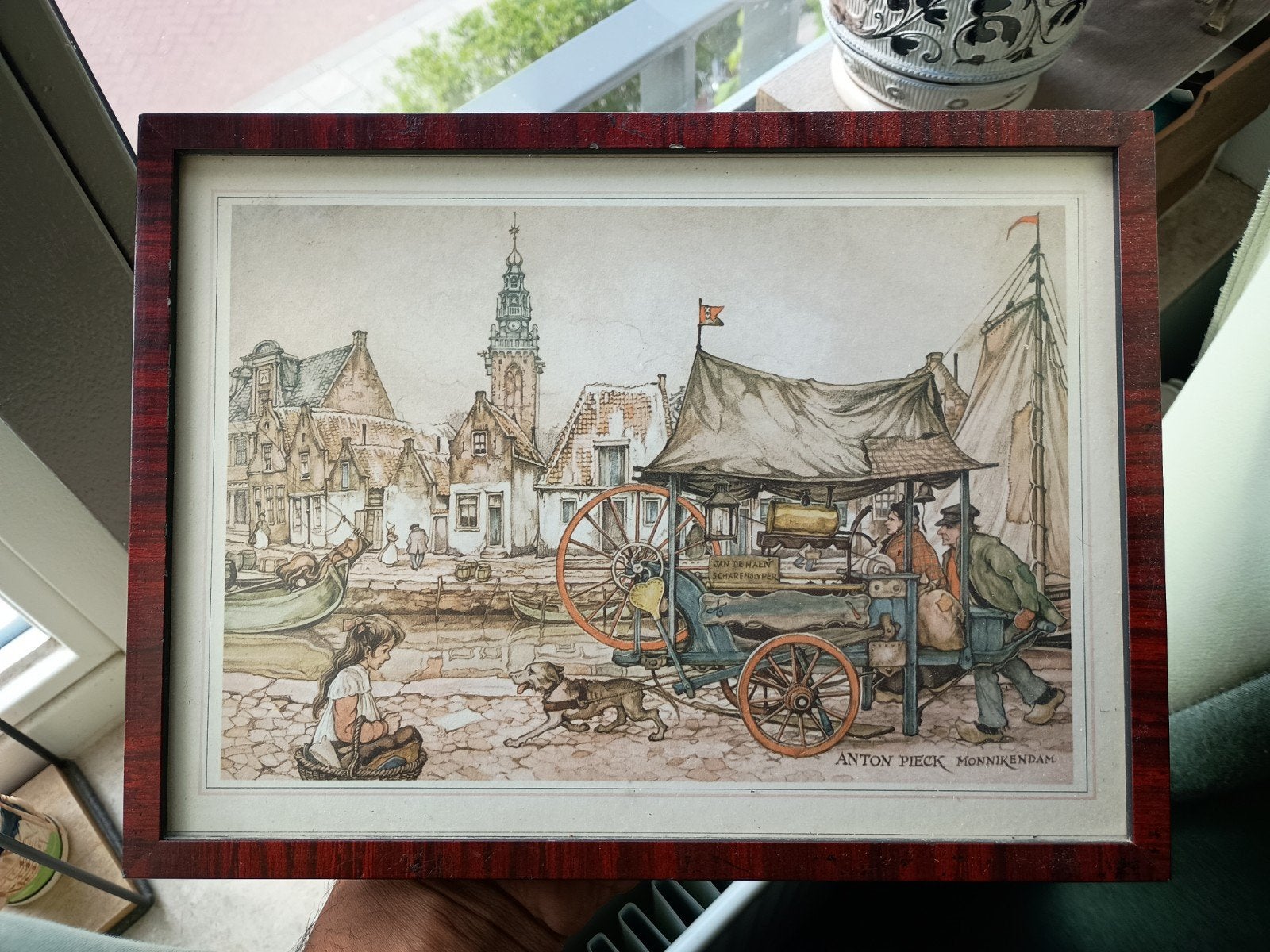 Anton Pieck Monnickendam Prent in Lijst - Dick Jas, Antiek en Kunst, Ophalen of Verzenden, Klassiek, Print, Ingelijst