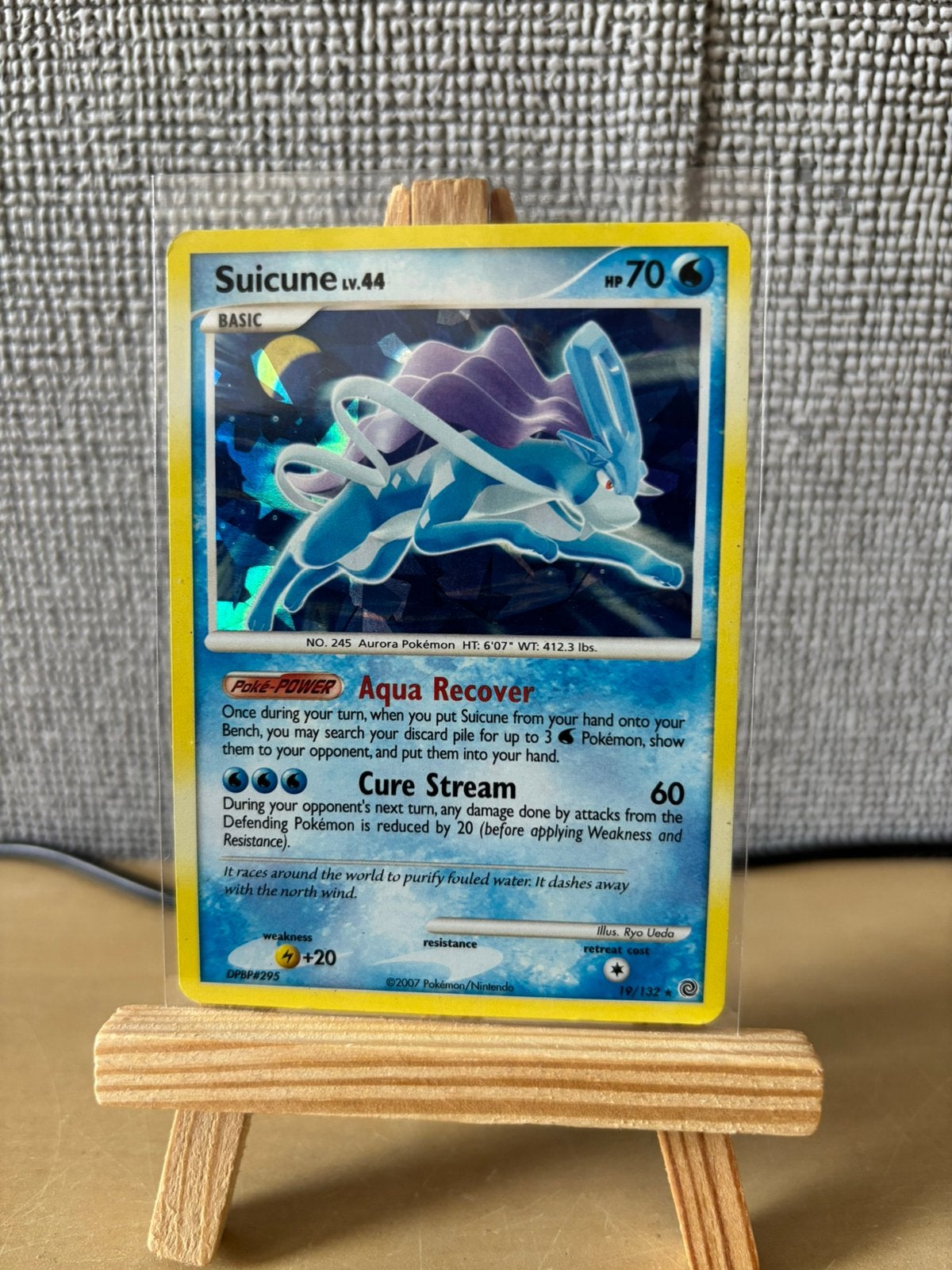 Suicune cracked holo pokemon kaart, Ophalen of Verzenden, Zo goed als nieuw, Losse kaart