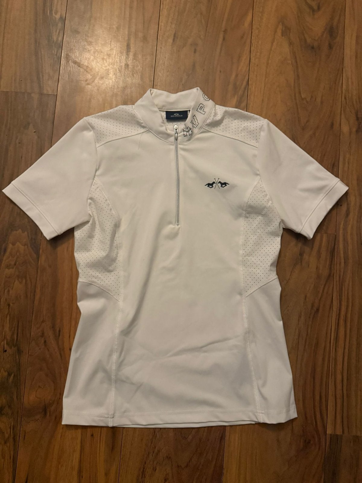 HV Polo crème kleurig wedstrijdshirt - Maat S, Dieren en Toebehoren, Paardrijkleding, Dressuur, Ophalen of Verzenden, Zo goed als nieuw