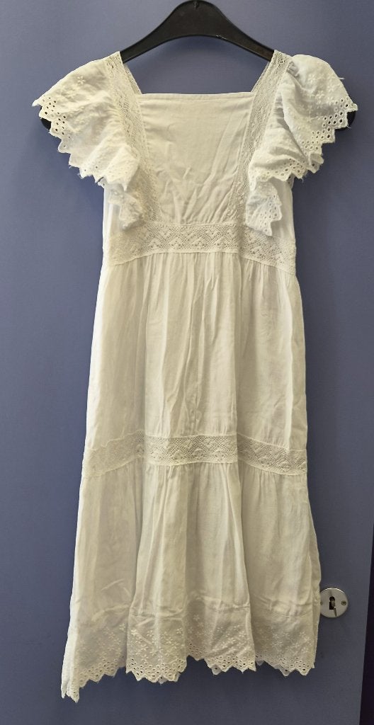 Zara Girls witte boho jurk kant & borduursel mt 128 51345, Meisje, ., Ophalen of Verzenden, Zo goed als nieuw