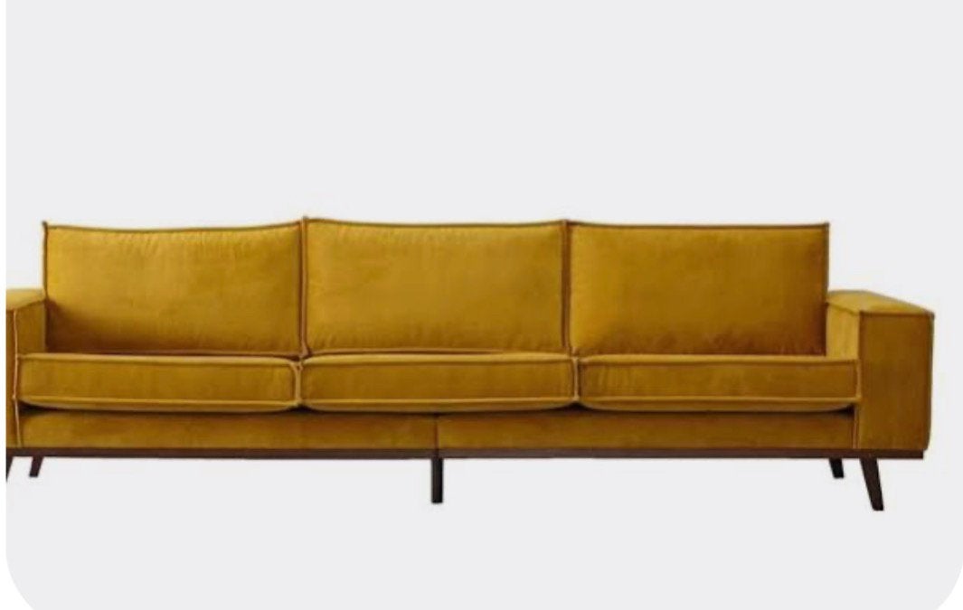 Velours set: NOUS Living 4-zitsbank + Loveseat Verona geel, Ophalen, 250 tot 300 cm, Gebruikt, Stof