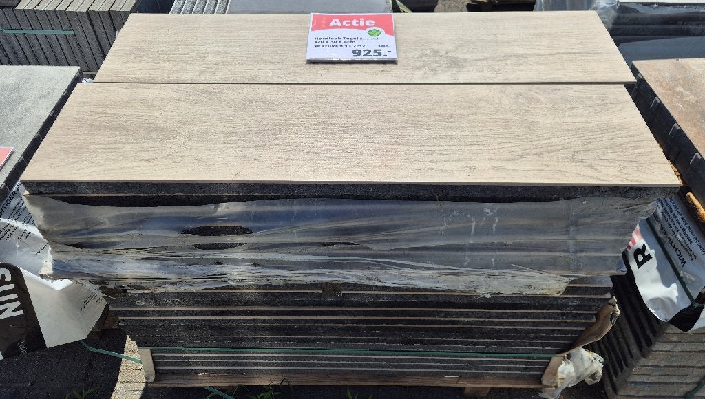 Tuintegel Keramiek Houtlook 120x30x4cm 24st., Keramiek, Nieuw, Gecoat, Terrastegels