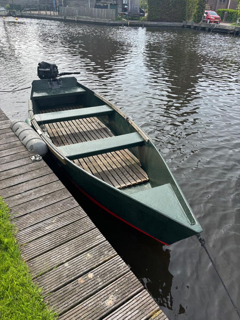 Roeiboot / Sloep / Punter / motorboot met Mercury 8pk 4takt, Gebruikt, Punter, 5 m, Polyester