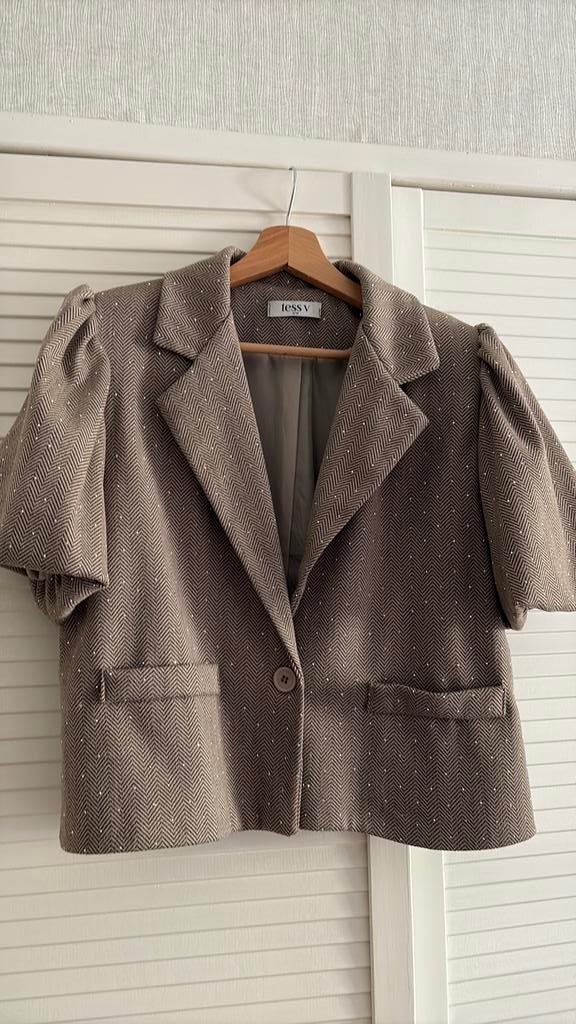 Prachtige blazer Tess V korte mouw met glitters, Kleding | Dames, Jasjes, Kostuums en Pakken, Maat 38/40 (M), Overige kleuren