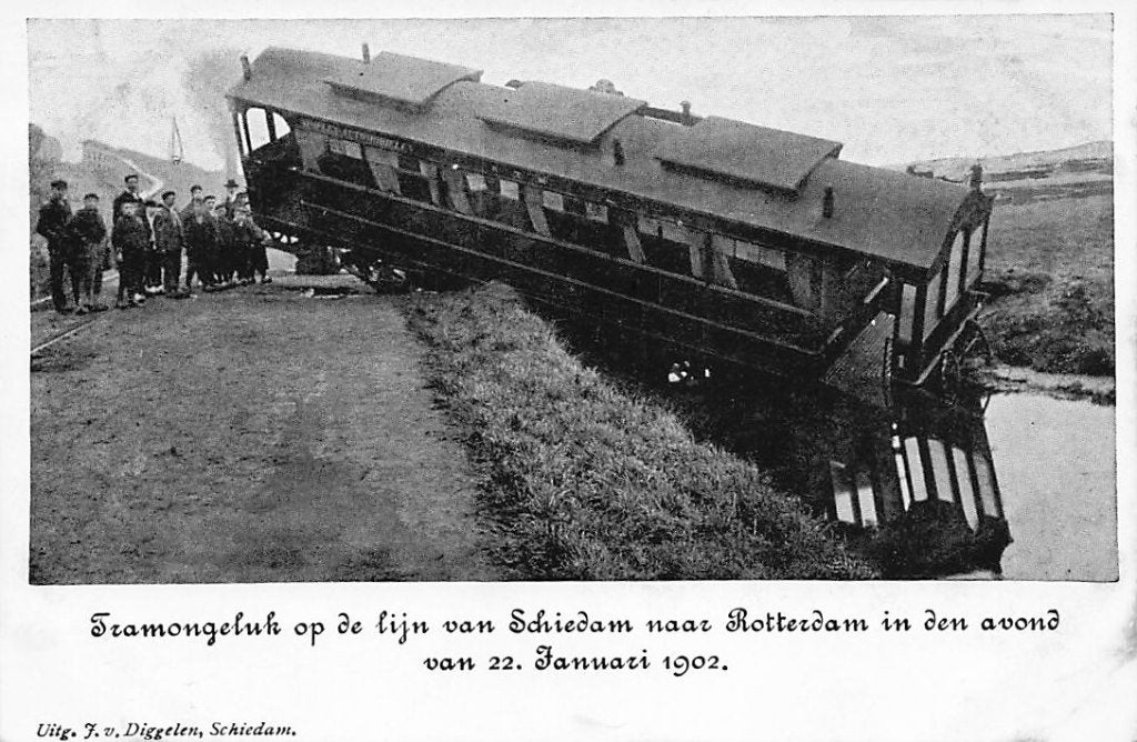 AN119 Schiedam Rotterdam tram ongeval 1902, Verzenden, Voor 1920, Ongelopen, Zuid-Holland