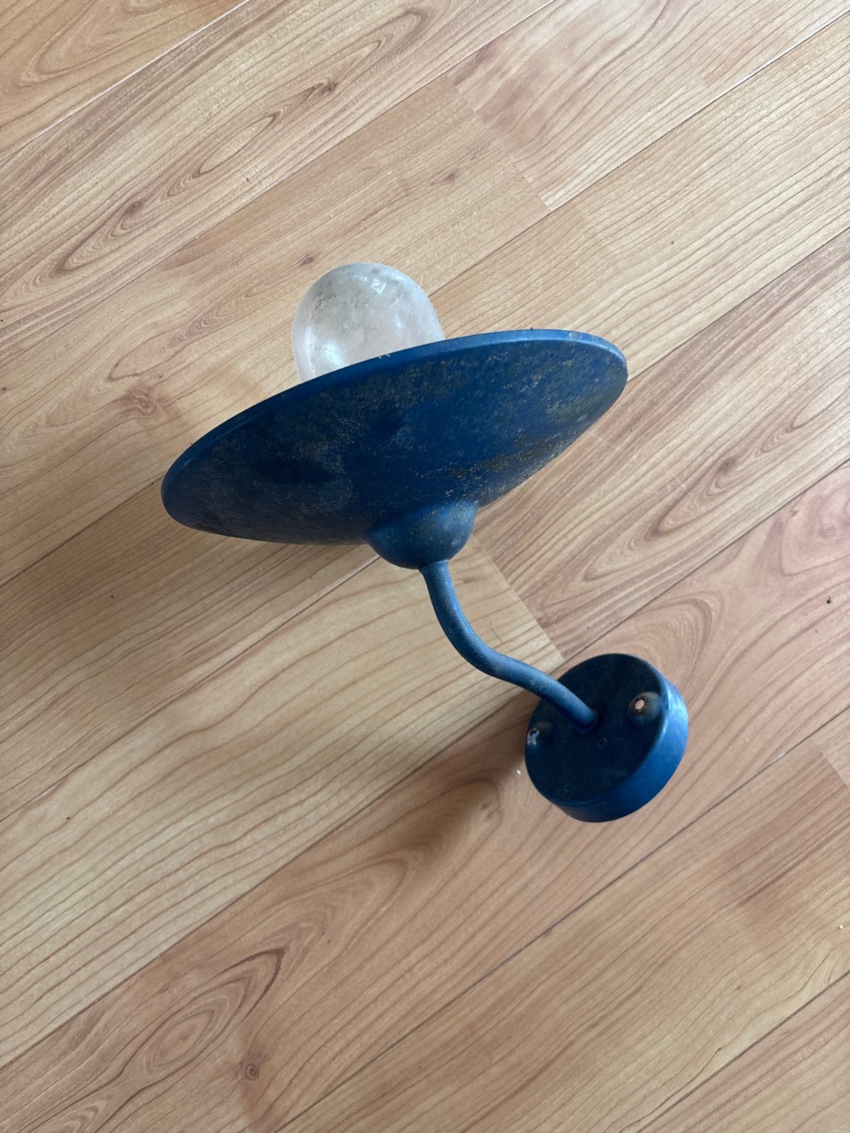 Vintage Buitenlamp - Blauw Emaille Wandlamp, Ophalen of Verzenden