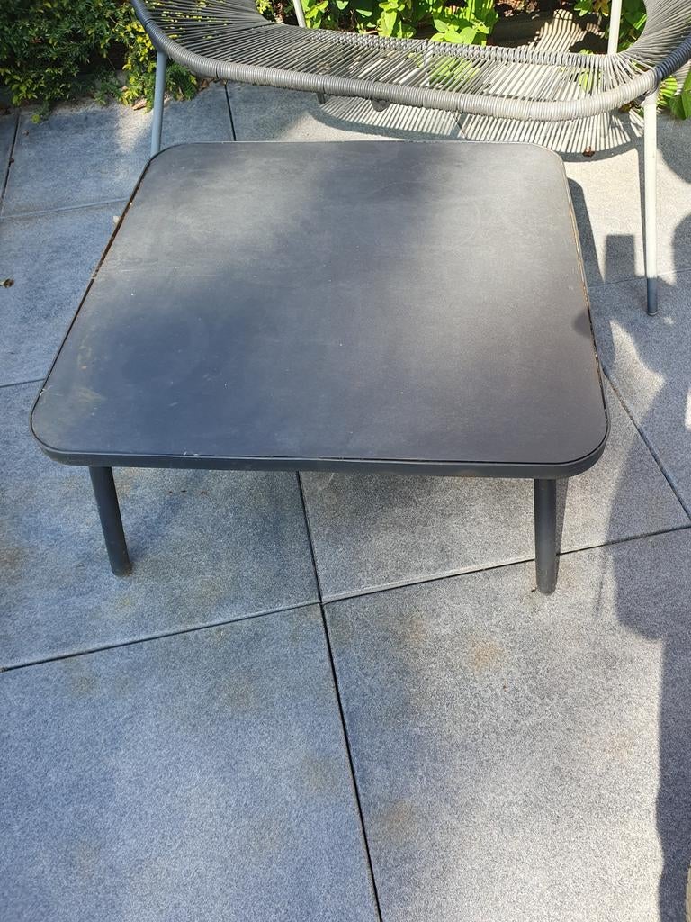 Zwarte vierkante bijzettafel voor buiten 68x68 cm, Tuin en Terras, Tuintafels, Ophalen, Gebruikt, Vierkant, Metaal