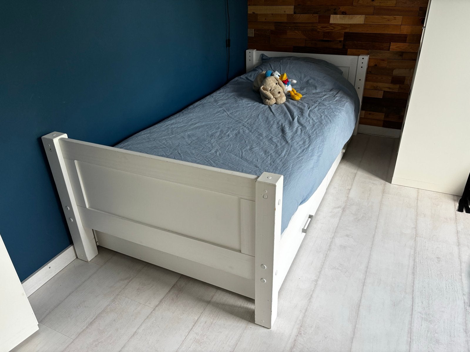 Kinderbed met lades en demontabele uitvalbeveiliging, Ophalen, Gebruikt, 180 cm of meer, 85 tot 100 cm