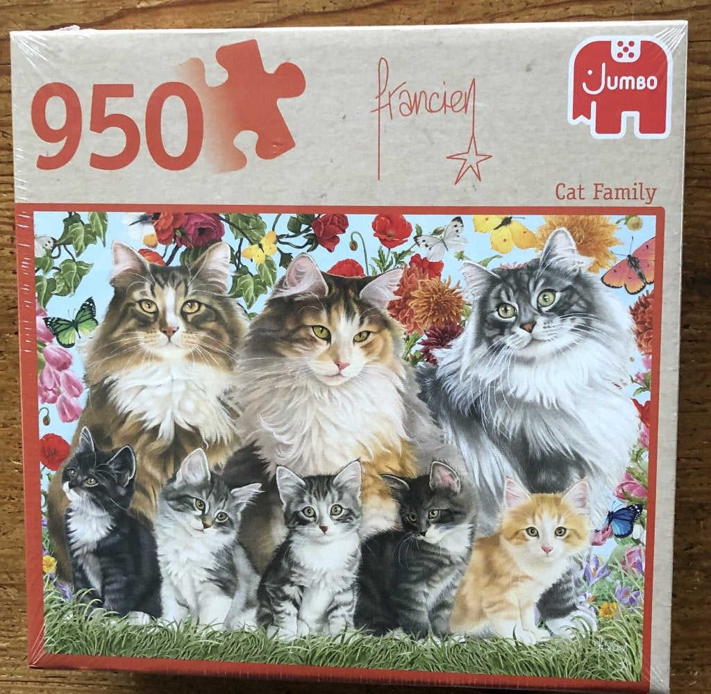 Jumbo puzzel 950 stukjes Francien Cat Family / 1000, Ophalen of Verzenden, 500 t/m 1500 stukjes, Zo goed als nieuw, Legpuzzel