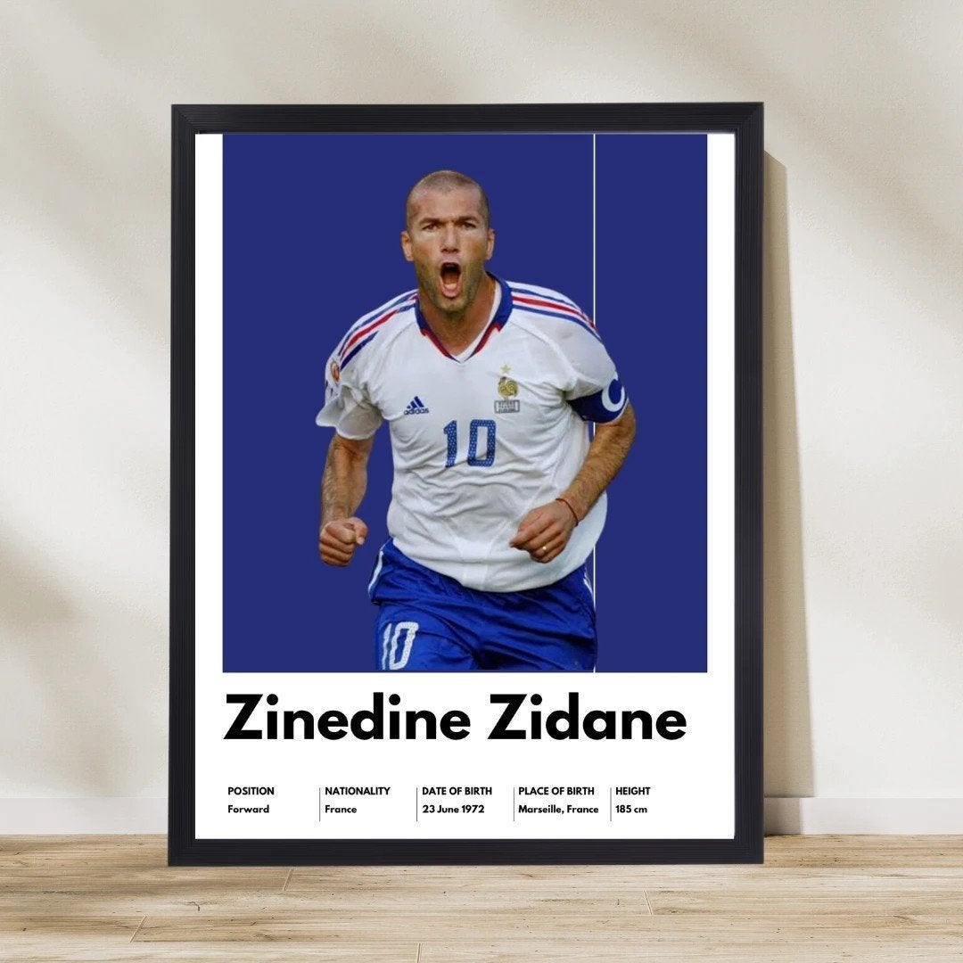 Zinedine Zidane Poster A4 | Frankrijk Voetbal Legende Muurde, Ophalen of Verzenden, Zo goed als nieuw